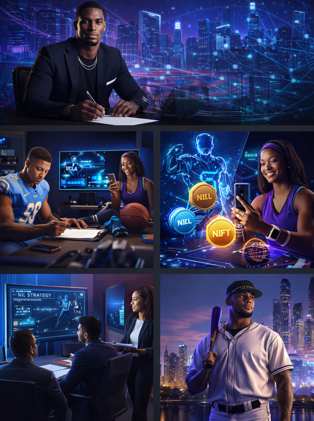 A collage of student athletes building their personal brands